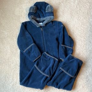EUC toddler 18-24 month, blue Columbia hooded fleece bunting suit.